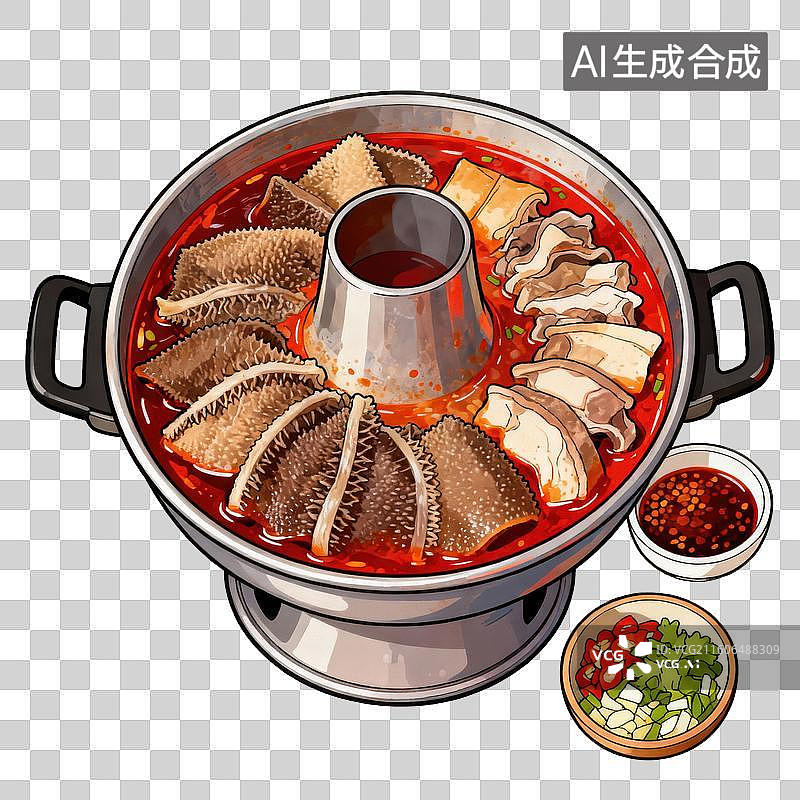 【AI数字艺术】美味中式火锅满是多样食材图片素材