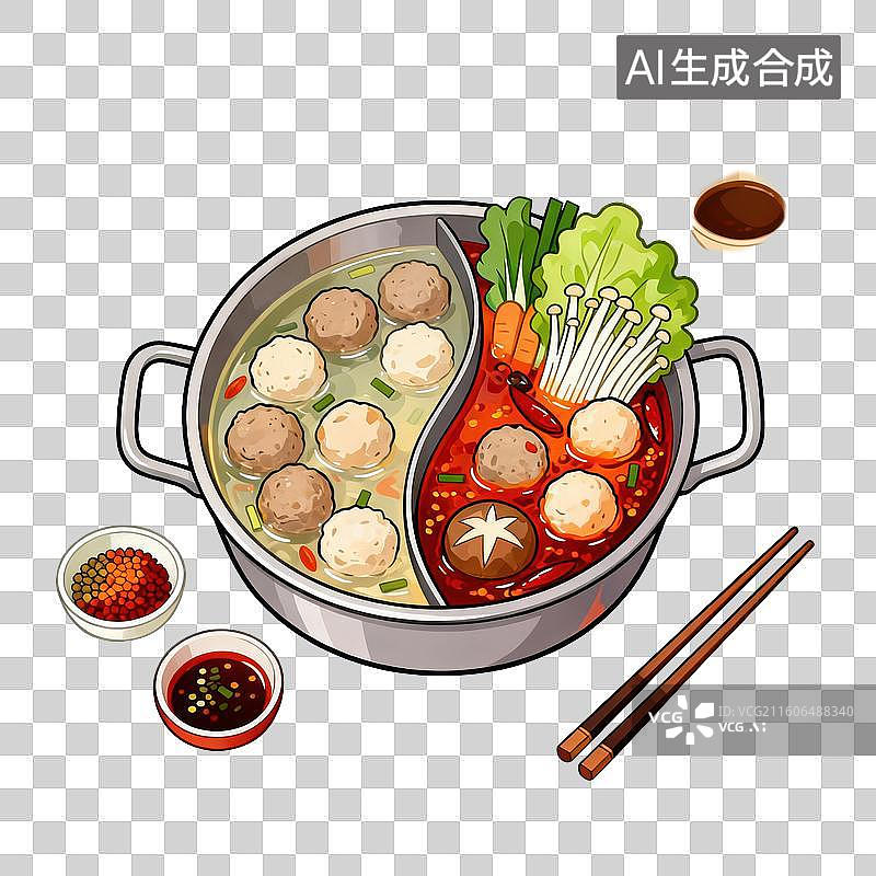 【AI数字艺术】美味的鸳鸯火锅图片素材