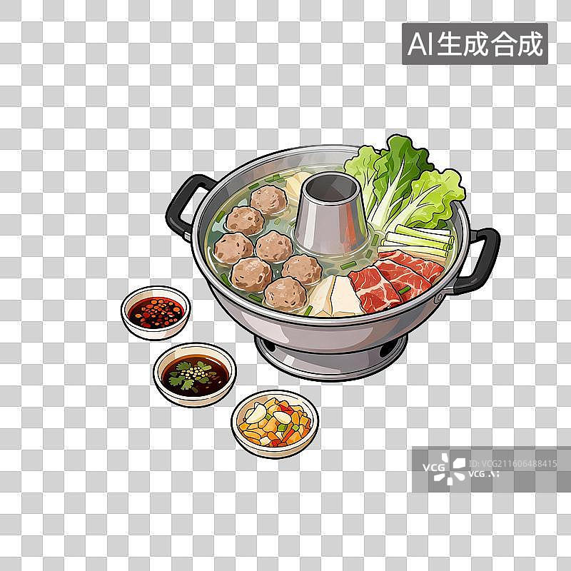 【AI数字艺术】美味的火锅及多样食材图片素材