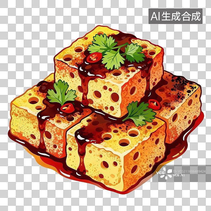【AI数字艺术】臭豆腐美食插画图片素材