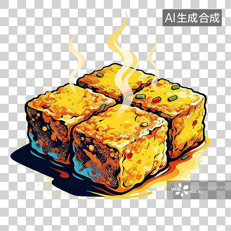 【AI数字艺术】臭豆腐美食插画图片素材