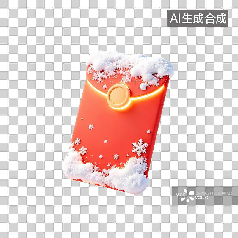【AI数字艺术】冬季节日装饰的红色红包图片素材