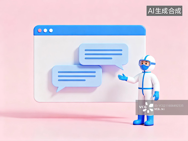 【AI数字艺术】防护人员与对话框界面图片素材