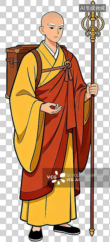 【AI数字艺术】卡通2D手绘风格插画古代文人墨客人物插画元素免抠图形图片素材