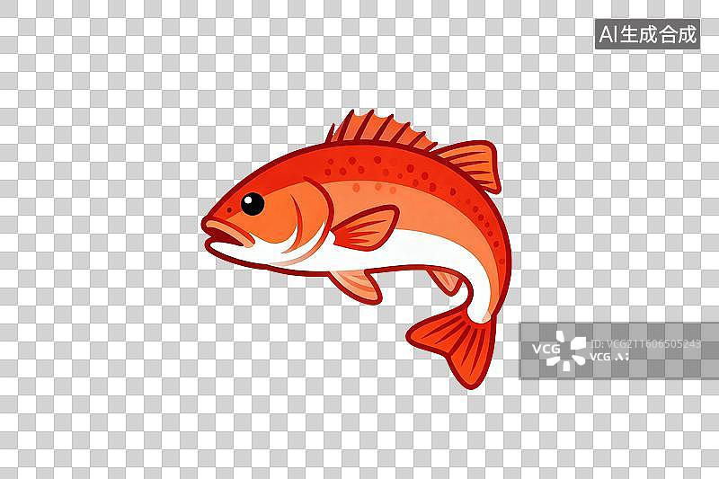 【AI数字艺术】卡通风格，一条跃起的鲑鱼PNG格式的免扣元素图片素材