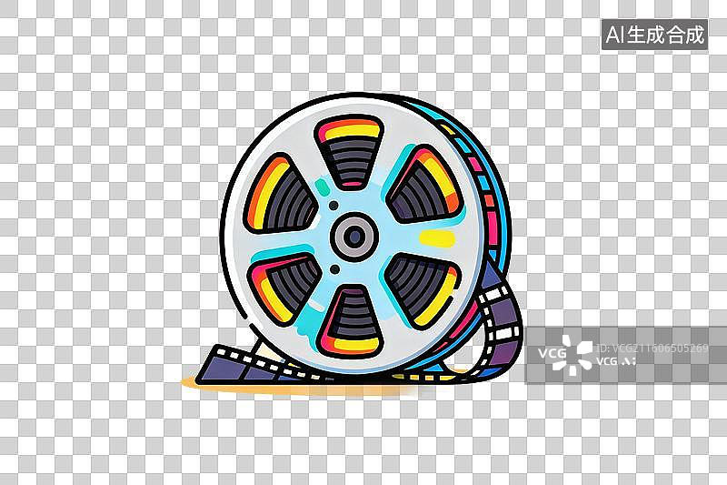 【AI数字艺术】卡通风格，电影胶卷PNG格式的免扣元素图片素材