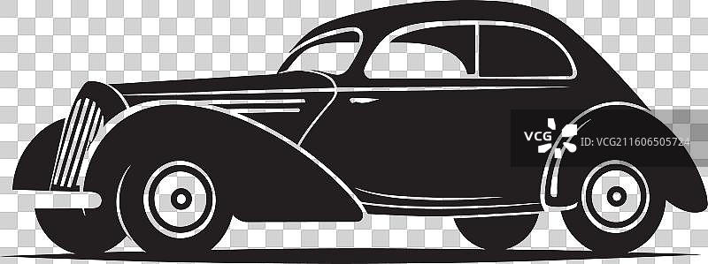 复古经典黑色汽车图标，怀旧复兴图片素材