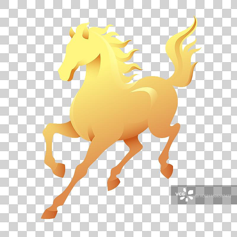 2026马年十二生肖马金色剪影插画图片素材