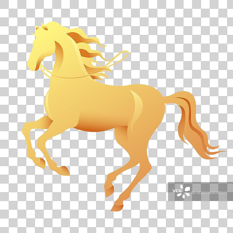 2026马年十二生肖马金色剪影插画图片素材