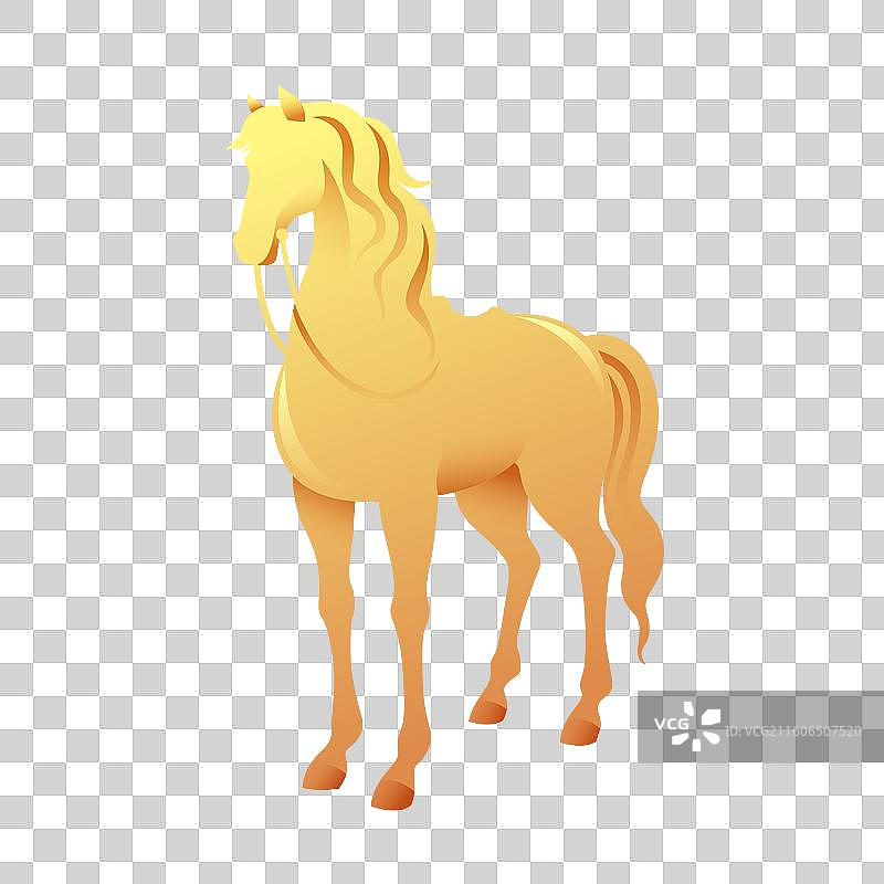 2026马年十二生肖马金色剪影插画图片素材