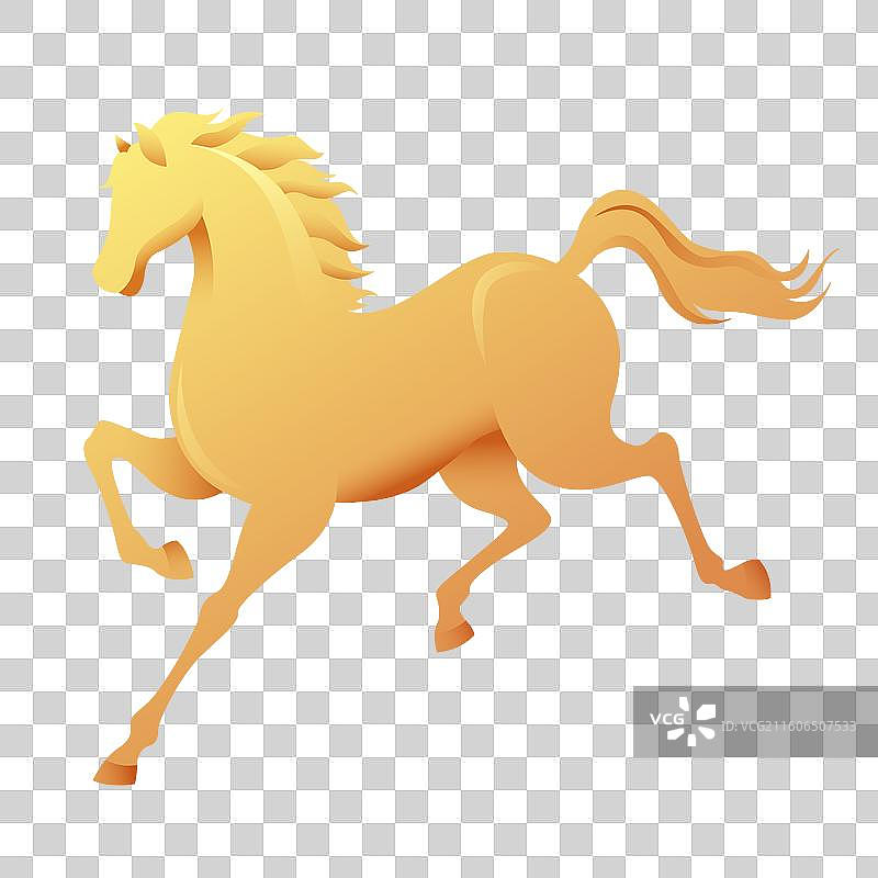 2026马年十二生肖马金色剪影插画图片素材