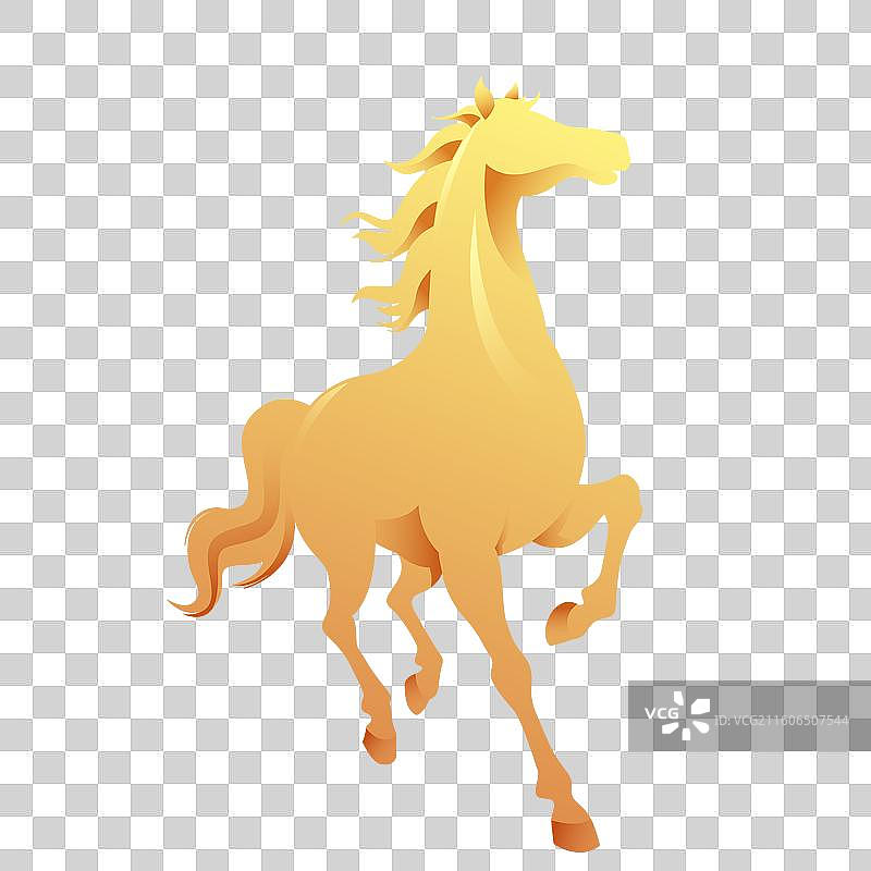 2026马年十二生肖马金色剪影插画图片素材