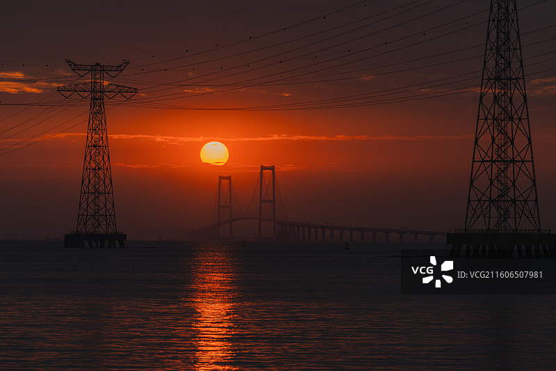 深圳西湾红树林公园日落时刻图片素材