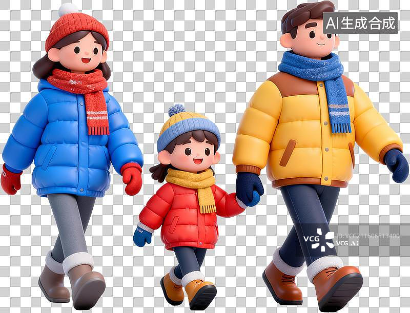 【AI数字艺术】卡通3D立体渲染插画冬天冰雪节滑雪人物冰摩天轮插画元素免抠图形图片素材