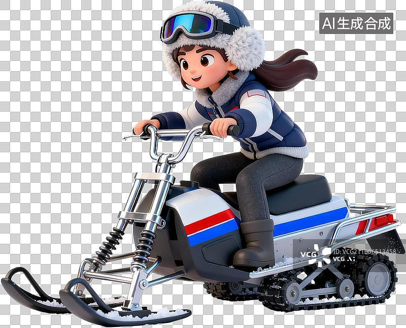 【AI数字艺术】卡通3D立体渲染插画冬天冰雪节滑雪人物冰摩天轮插画元素免抠图形图片素材