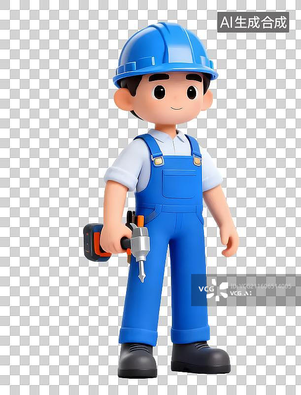 【AI数字艺术】卡通维修工人形象图片素材