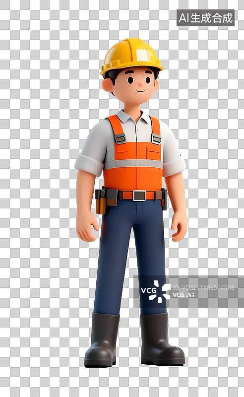 【AI数字艺术】卡通维修工人形象图片素材