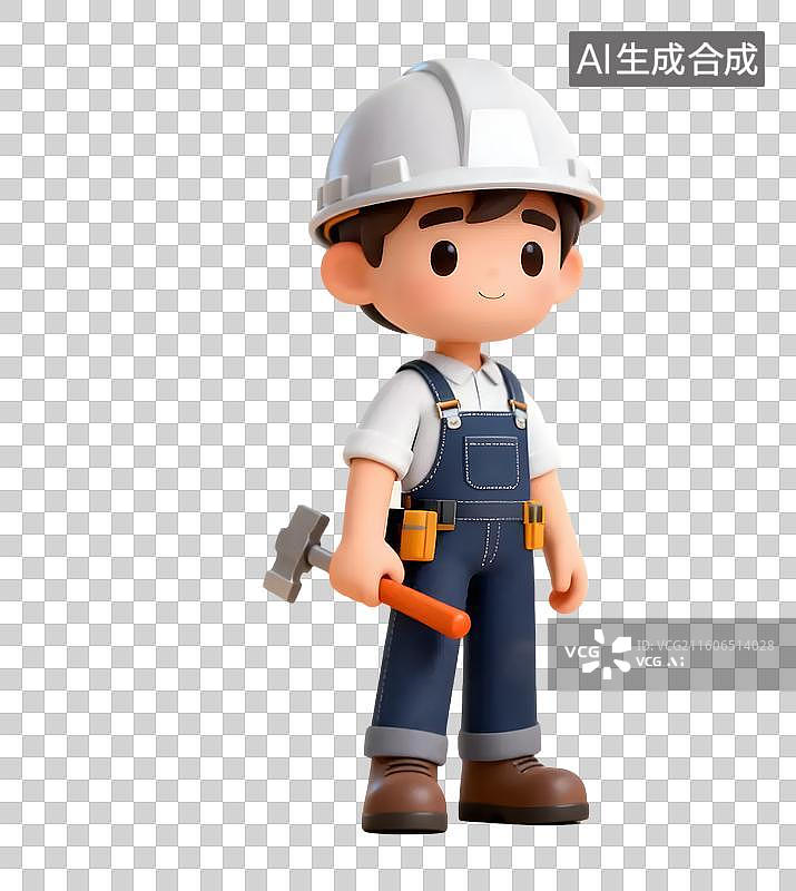【AI数字艺术】卡通维修工人形象图片素材