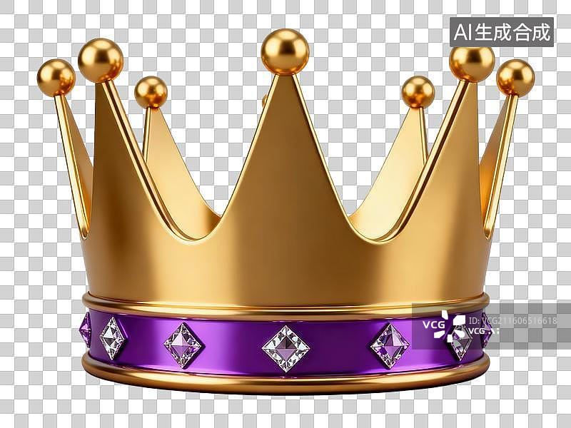 【AI数字艺术】金色王冠镶嵌紫色宝石图片素材