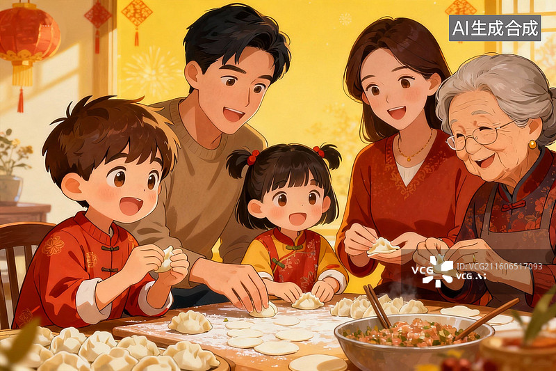 【AI数字艺术】包饺子图片素材