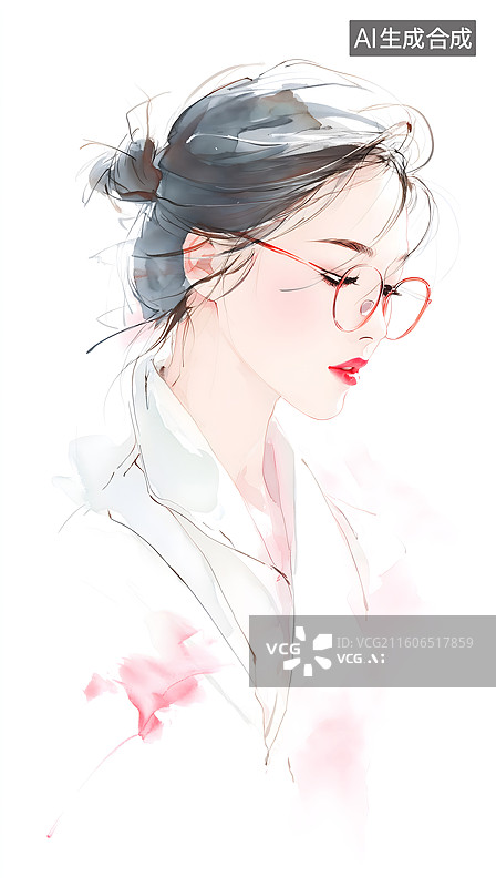 【AI数字艺术】绯框衬显朱唇云鬓束风图片素材