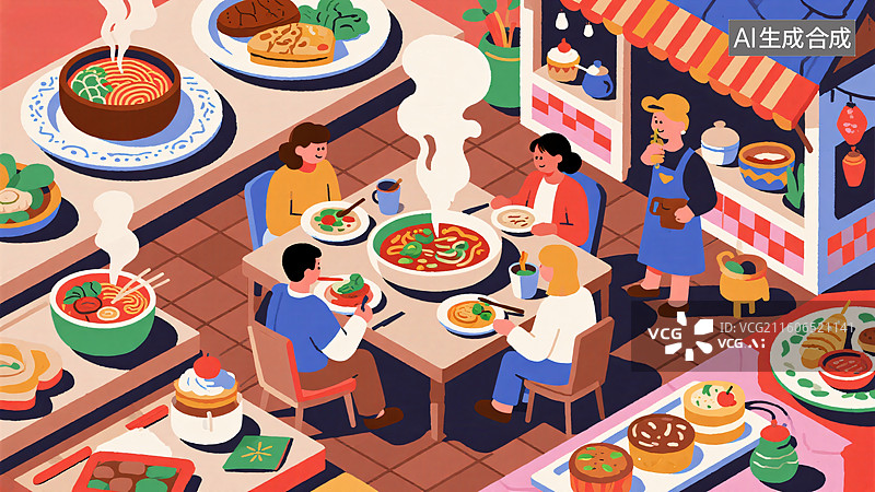 【AI数字艺术】环球味蕾之旅：舌尖上的多元文化图片素材