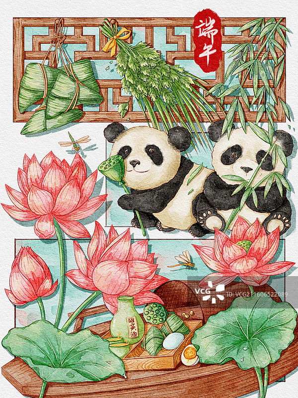 水彩分镜插画之端午节图片素材