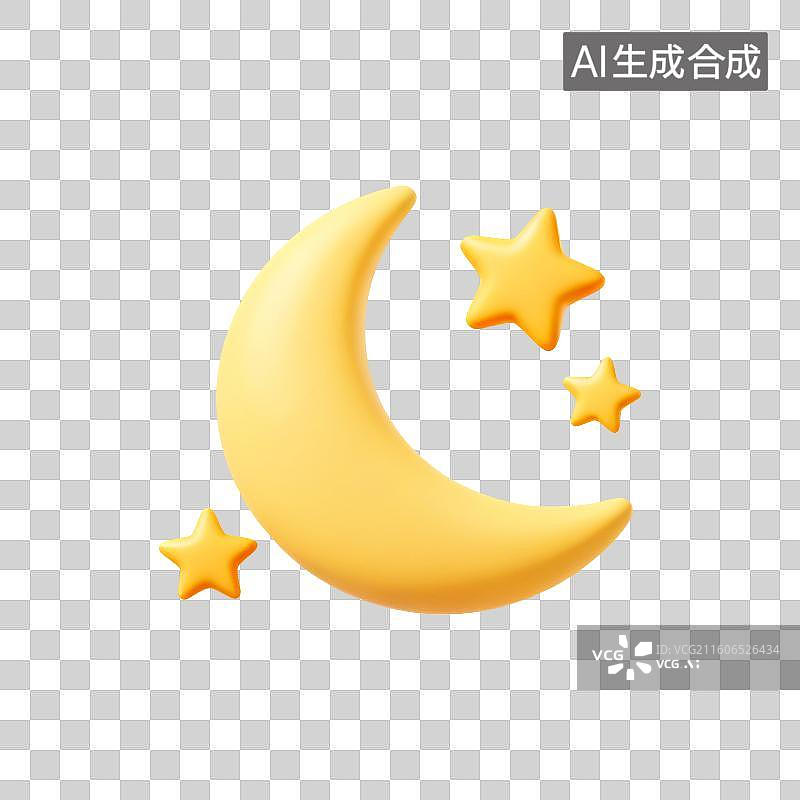 【AI数字艺术】月亮与星星元素图片素材