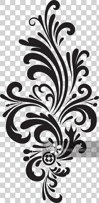 镀金花饰 黑色卷曲纹样 图标 精致图片素材