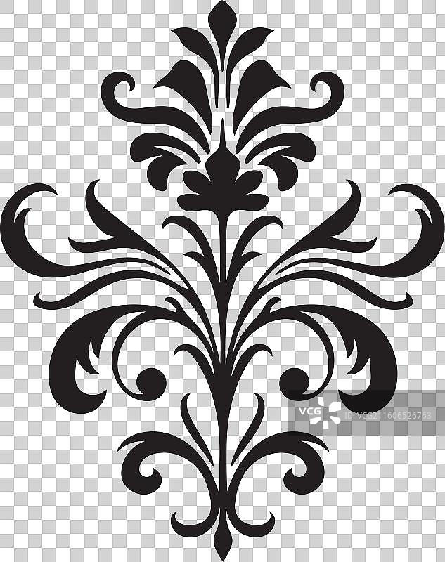 经典蚀刻复古卷轴图案优雅徽章图片素材