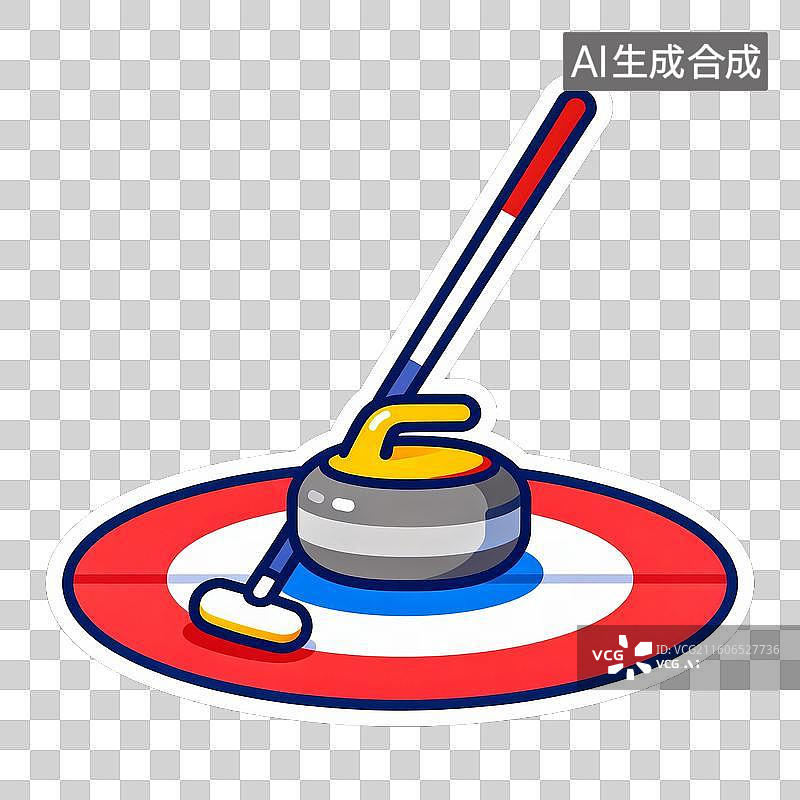 【AI数字艺术】2D贴纸风格运动系列元素冰壶图片素材