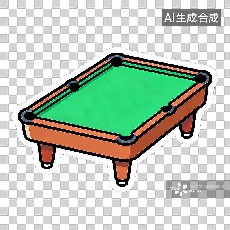 【AI数字艺术】2D贴纸风格运动系列元素打台球 台球桌图片素材