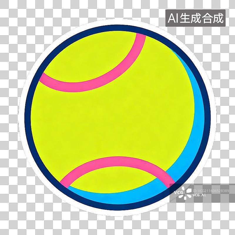 【AI数字艺术】2D贴纸风格运动系列元素网球拍 网球图片素材