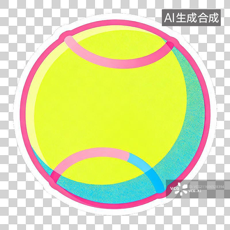【AI数字艺术】2D贴纸风格运动系列元素网球拍 网球图片素材