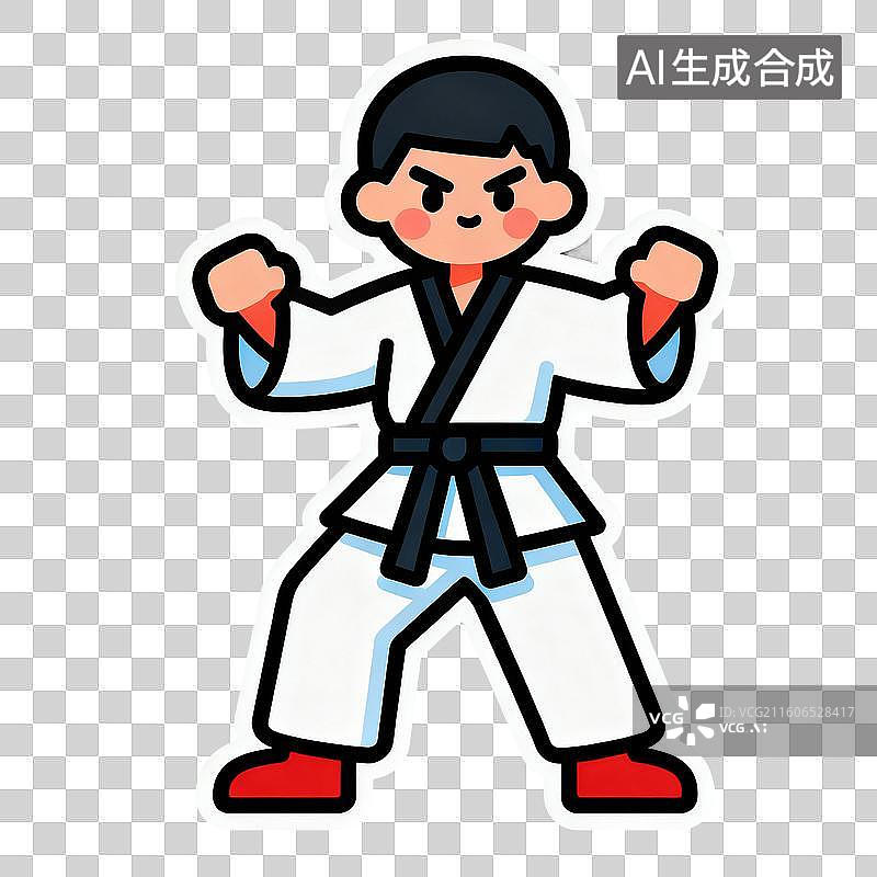 【AI数字艺术】2D贴纸风格运动系列元素武术图片素材