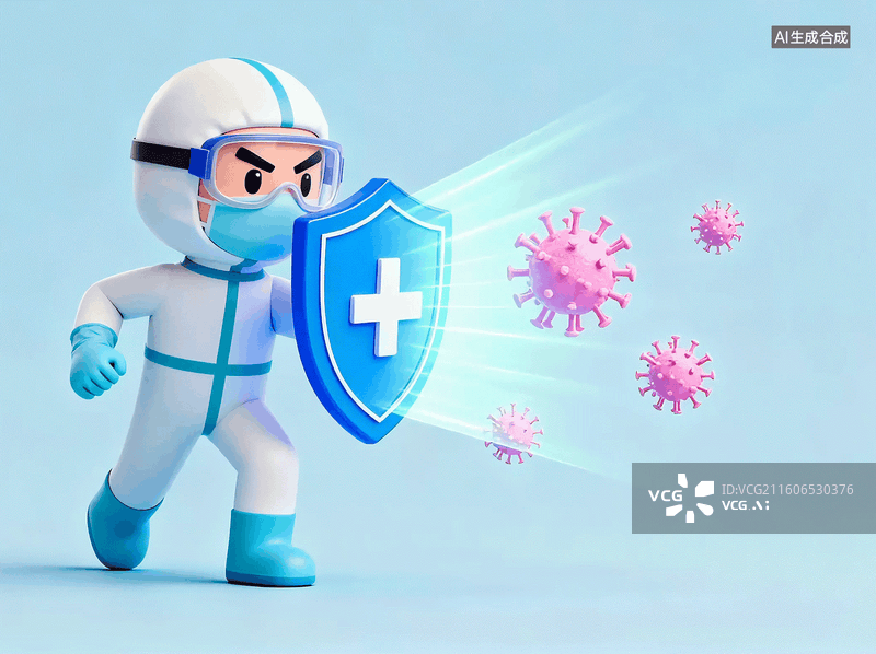【AI数字艺术】医护人员盾牌抗击病毒图片素材