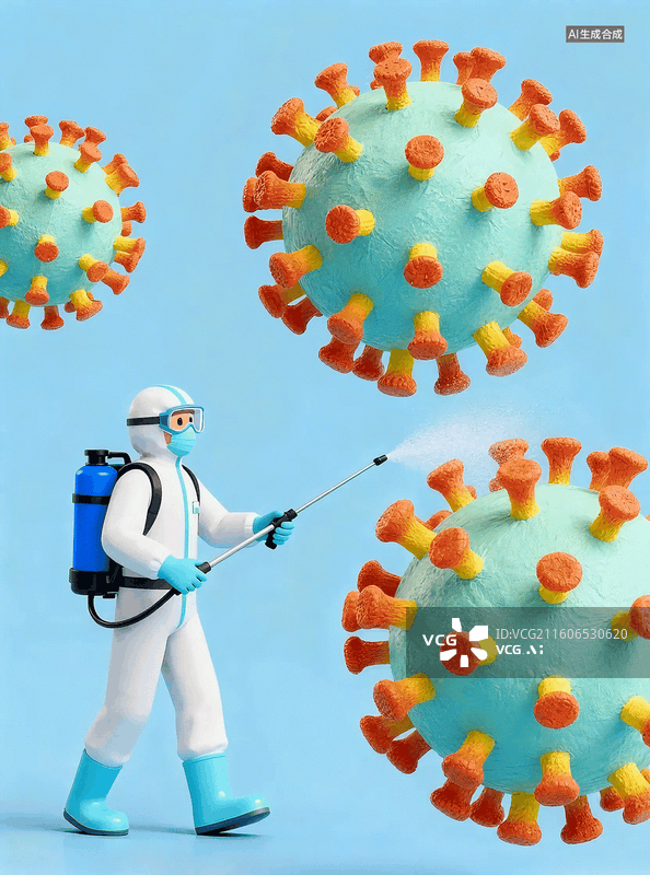 【AI数字艺术】医护人员喷洒酒精杀毒图片素材