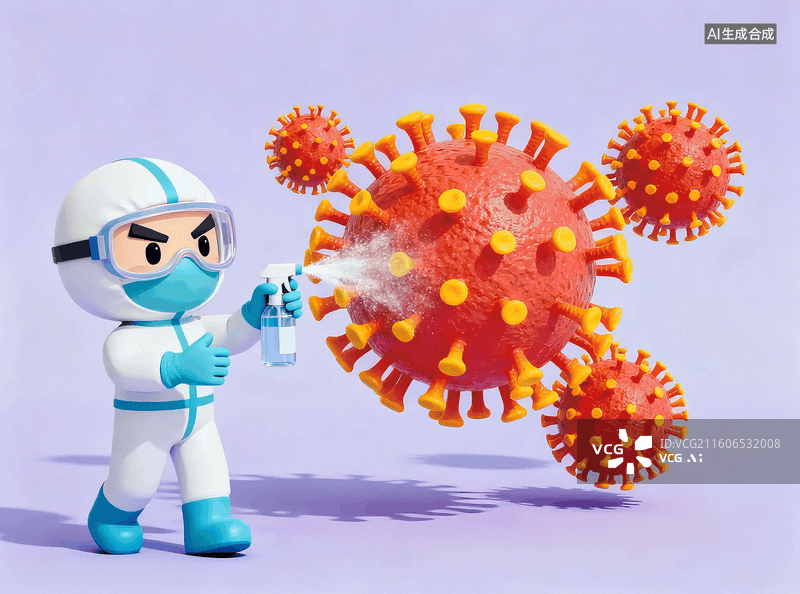 【AI数字艺术】医护人员喷洒酒精杀毒图片素材
