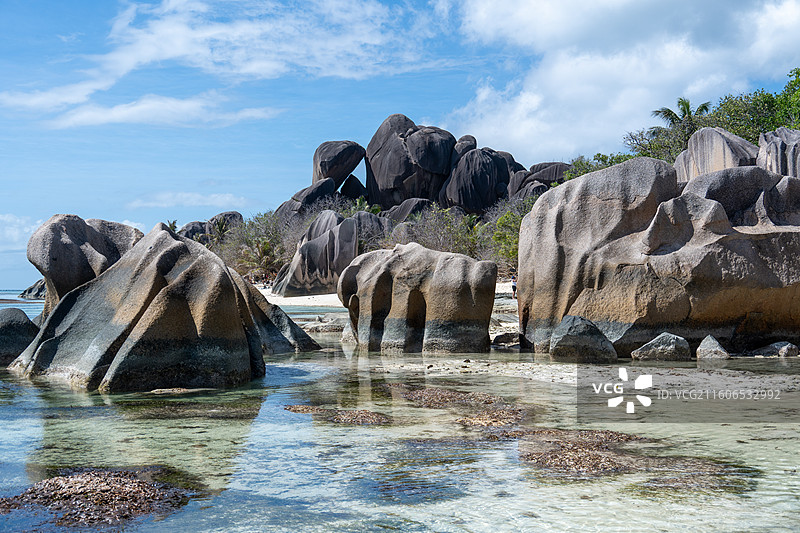 世界第一海滩德阿让海滩，塞舌尔图片素材