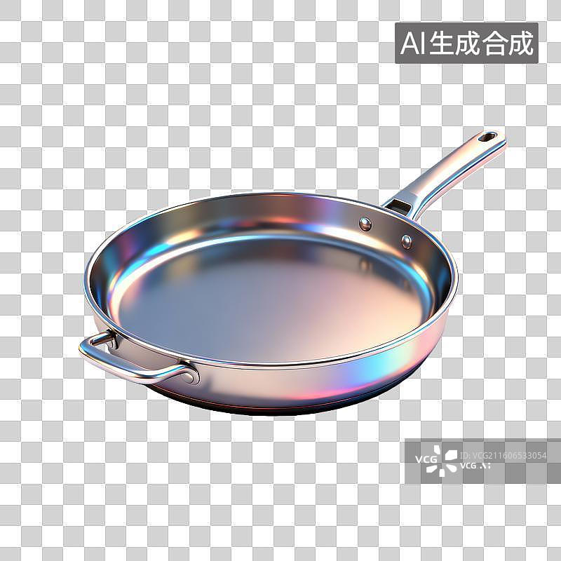 【AI数字艺术】发光的金属平底锅炒锅图片素材