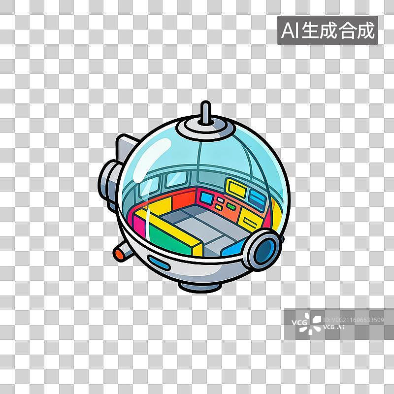 【AI数字艺术】圆形卡通简约的飞艇元素图片素材