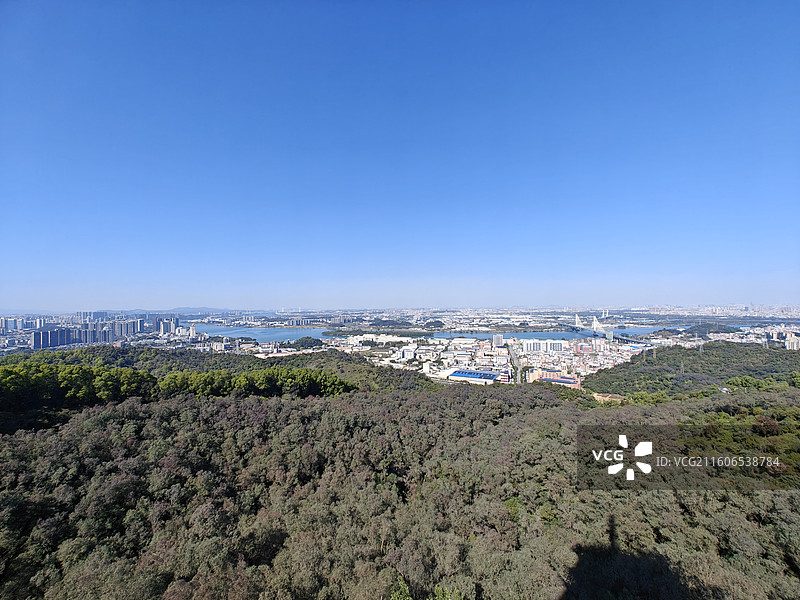 片山下森林环绕聚落江门城市风貌工业区潮连碧水图片素材