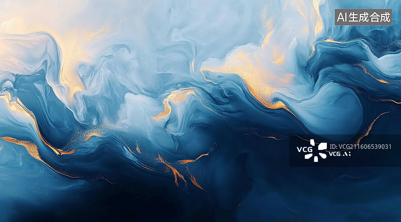 【AI数字艺术】青色中国风水墨抽象画背景图片素材