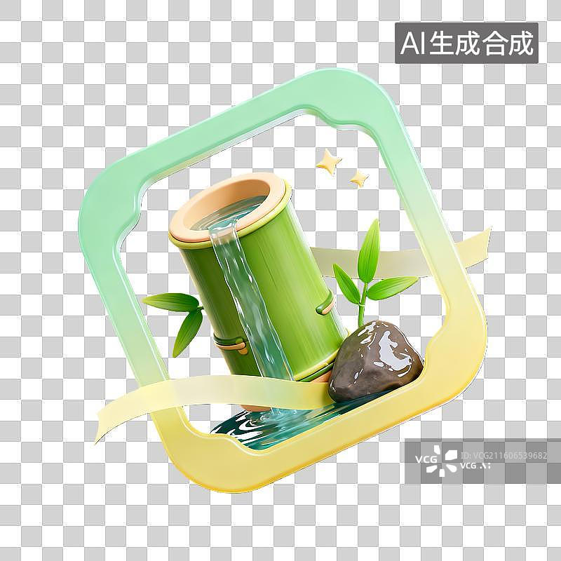 【AI数字艺术】3d卡通粘土二十四节气芒种绿色装饰边框元素图片素材