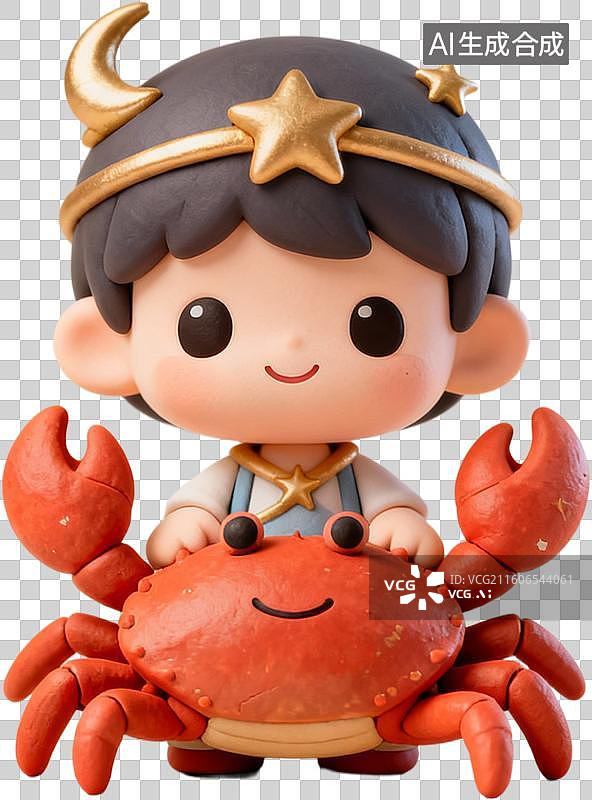 【AI数字艺术】可爱的卡通Q版盲盒系列3D粘土风格十二星座插画元素免抠图形图片素材