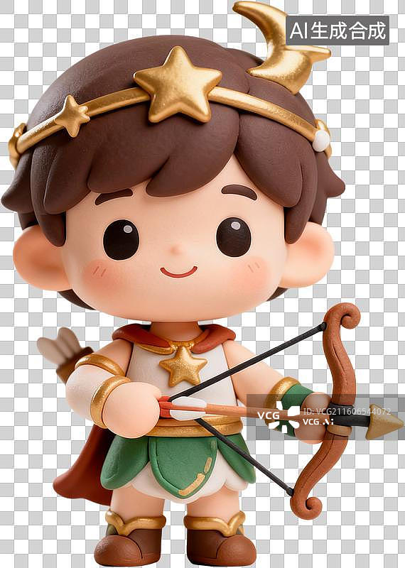 【AI数字艺术】可爱的卡通Q版盲盒系列3D粘土风格十二星座插画元素免抠图形图片素材