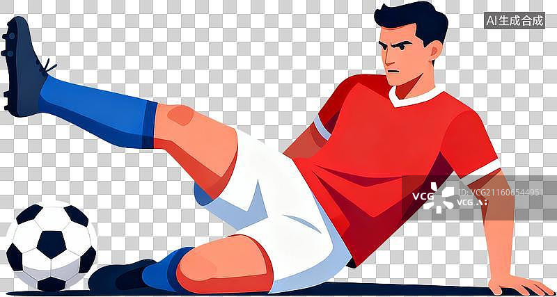 【AI数字艺术】2D扁平插画肌理噪点几何造型现代设计感的足球运动比赛的进球瞬间插画元素免抠图形图片素材