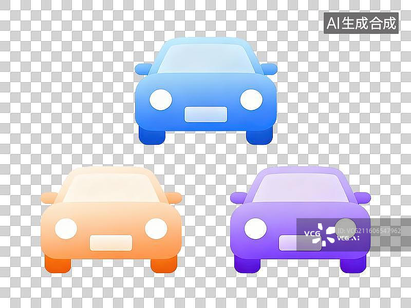 【AI数字艺术】三辆彩色卡通汽车图片素材