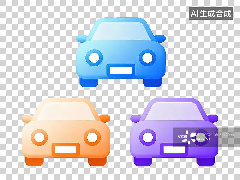 【AI数字艺术】三辆彩色卡通汽车图片素材