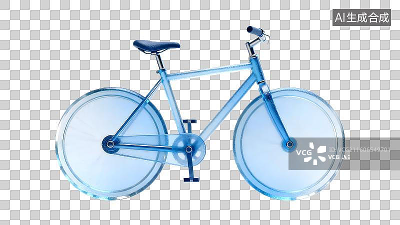 【AI数字艺术】蓝色透明自行车模型图片素材
